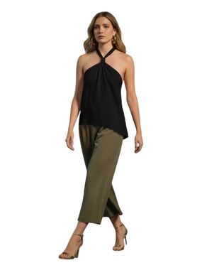 Trina Turk Black Silk Draped Halter Top